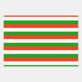 Feuille De Papier Cadeau Bandes rouges, vertes et blanches (Devant)