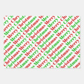 Feuille De Papier Cadeau Bandes rouges vertes points Joyeux typographie de  (Devant 3)
