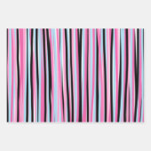 Feuille De Papier Cadeau Bandes verticales rose et noire (Devant 2)