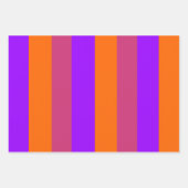 Feuille De Papier Cadeau Bandes violettes, orange et roses (Devant 2)