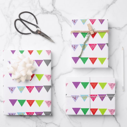 Feuille De Papier Cadeau Bannière de fête (Recto)