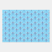 Feuille De Papier Cadeau Baptême Blue Dove Cross Love (Devant)