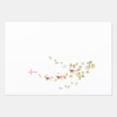 Feuille De Papier Cadeau Baptême floral élégance délicate (Devant)