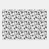 Feuille De Papier Cadeau Barber Outils Motifs de silhouette (Devant)