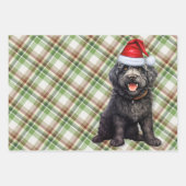 Feuille De Papier Cadeau Barbet Christmas Chien vert Plaid (Devant 2)