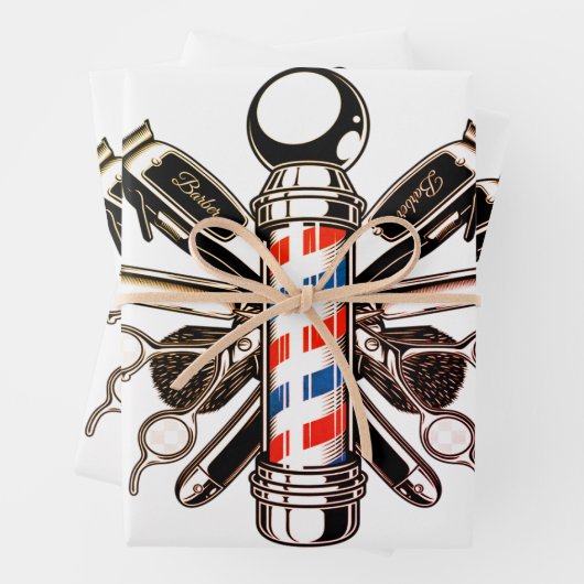 Feuille De Papier Cadeau Barbier, coiffeur, coiffeur, coiffeur, coupe-cheve (En situation)