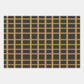 Feuille De Papier Cadeau Barre Luxe Barbelé Or Noir (Devant 3)