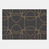 Feuille De Papier Cadeau Barre Luxe Barbelé Or Noir (Devant)