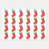 Feuille De Papier Cadeau Bas de Noël festifs sur des motifs blancs (Devant 2)