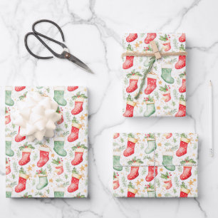 Feuille De Papier Cadeau Bas de Noël Festive