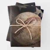 Feuille De Papier Cadeau Base-ball et drapeau (En situation)