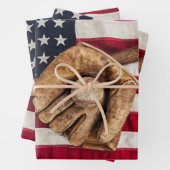 Feuille De Papier Cadeau Baseball vintage (En situation)