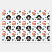 Feuille De Papier Cadeau Basket Ball Santa Hat Snowflake Nom Photo (Devant)