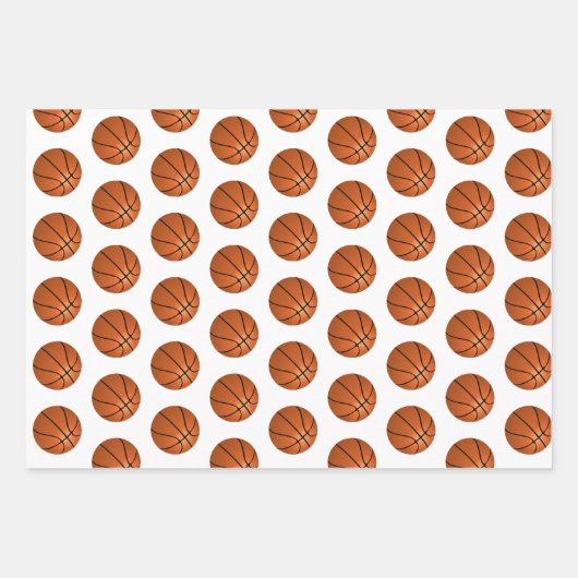 Feuille De Papier Cadeau Basketball Ball Motif Enfants Nom Anniversaire (Devant 3)