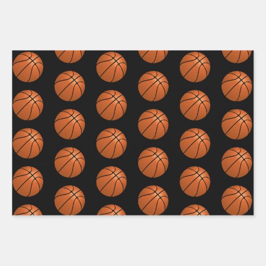 Feuille De Papier Cadeau Basketball Ball Motif Enfants Nom Anniversaire (Devant 2)