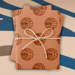 Feuille De Papier Cadeau Basketball Ball Motif Enfants Nom Anniversaire<br><div class="desc">Basketball Ball Motif Enfants Nom Birthday Wrapping Feuilles de papier. Motif de basket-ball avec nom personnalisé sur un arrière - plan orange. Personnalisez avec votre nom ou effacez le texte.</div>