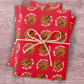 Feuille De Papier Cadeau Basketball Balls Enfants Nom Sports Joyeux Noël