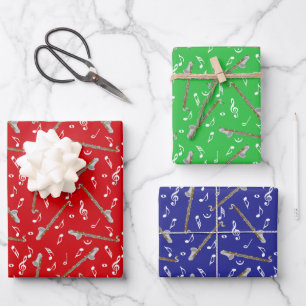 Feuille De Papier Cadeau Bass Clarinet Music Note Motif