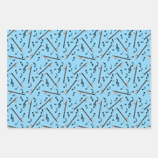 Feuille De Papier Cadeau Bass Clarinet Music Note Motif (Devant 3)