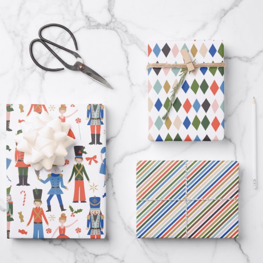 Feuille De Papier Cadeau Basse Noisette Ballet Motif Noël (Recto)