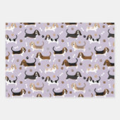 Feuille De Papier Cadeau Basset Hound Chig Bones and Paws (Devant 3)