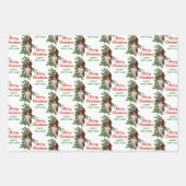 Feuille De Papier Cadeau Basset Hound Red Berry Holly Noël (Devant 3)