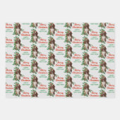 Feuille De Papier Cadeau Basset Hound Red Berry Holly Noël (Devant 2)