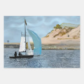 FEUILLE DE PAPIER CADEAU BATEAU À VOILE (Devant 3)