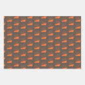 Feuille De Papier Cadeau Bateau à voile Nautical Retro Brown Orange (Devant)