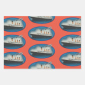 Feuille De Papier Cadeau Bateau d'anniversaire Titanic Orange (Devant)