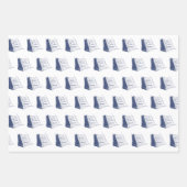 Feuille De Papier Cadeau Bateau nautique bleu et blanc (Devant 2)