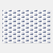 Feuille De Papier Cadeau Bateau nautique bleu et blanc (Devant)