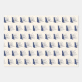 Feuille De Papier Cadeau Bateau nautique bleu et blanc (Devant 2)