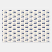 Feuille De Papier Cadeau Bateau nautique bleu et blanc (Devant)