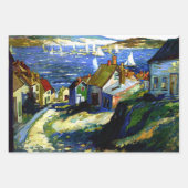 Feuille De Papier Cadeau Bateaux à voile au port, peinture d'art (Devant 3)