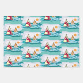 Feuille De Papier Cadeau Bateaux à voile Conception de voilier Enveloppemen (Devant 3)