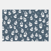 Feuille De Papier Cadeau Bateaux À Voile Cute Rétro Bateaux À Voile Moderne (Devant)