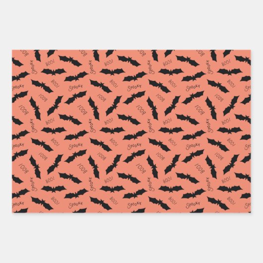 Feuille De Papier Cadeau Bats Halloween (Devant 2)