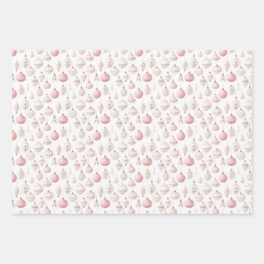 Feuille De Papier Cadeau Baubles de Noël rose (Devant)