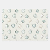 Feuille De Papier Cadeau Beach Blue Coastal White Whale Stripes Christmas (Devant 3)