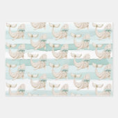 Feuille De Papier Cadeau Beach Blue Coastal White Whale Stripes Christmas (Devant)
