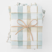 Feuille De Papier Cadeau Beach Blue White Cream Plaid Christmas Ornaments (En situation)
