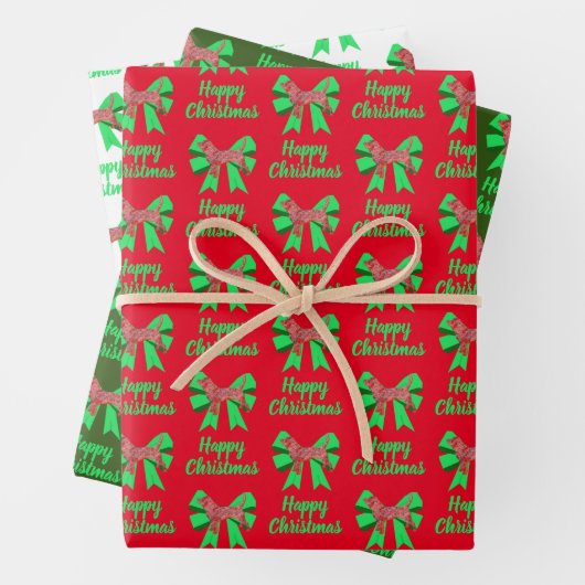 Feuille De Papier Cadeau Beagle Hound Chien de Noël & Bow vert (En situation)