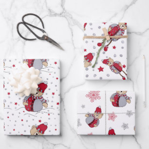 Feuille De Papier Cadeau Bear de Noël mignonne