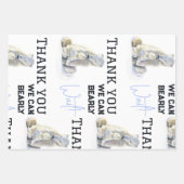 Feuille De Papier Cadeau Bearly Wait Polar Ours Bleu Garçon Baby shower d'h (Devant)