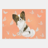Feuille De Papier Cadeau Beau chien papillon blanc et Brown (Devant)