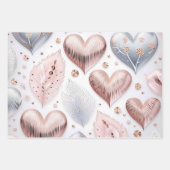 Feuille De Papier Cadeau Beau coeur 3D élégant (Devant 2)