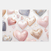 Feuille De Papier Cadeau Beau coeur 3D élégant (Devant)