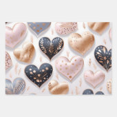 Feuille De Papier Cadeau Beau coeur 3D élégant (Devant 3)