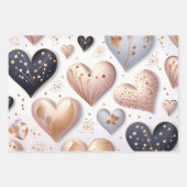 Feuille De Papier Cadeau Beau coeur 3D élégant (Devant)